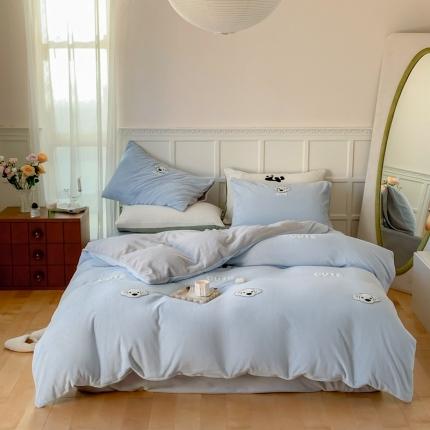 时年 2022新款牛奶绒毛巾绣四件套 可爱修狗