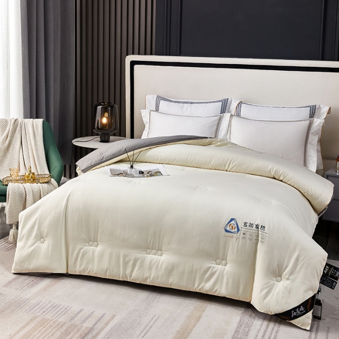 91家纺网 家纺一手货源 找家纺 丽卡家纺 2023新款磨毛提花石墨烯秋冬被 米黄