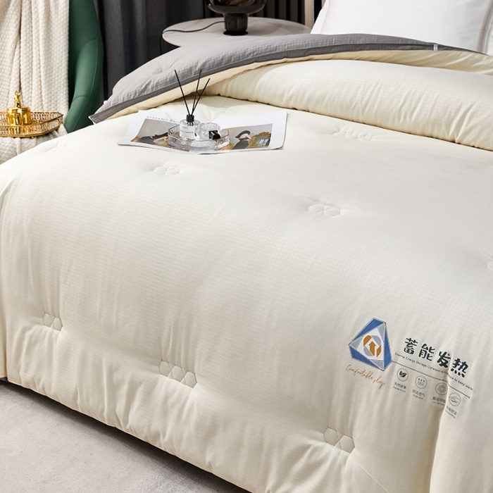 91家纺网 家纺一手货源 找家纺 丽卡家纺 2023新款磨毛提花石墨烯秋冬被 米黄