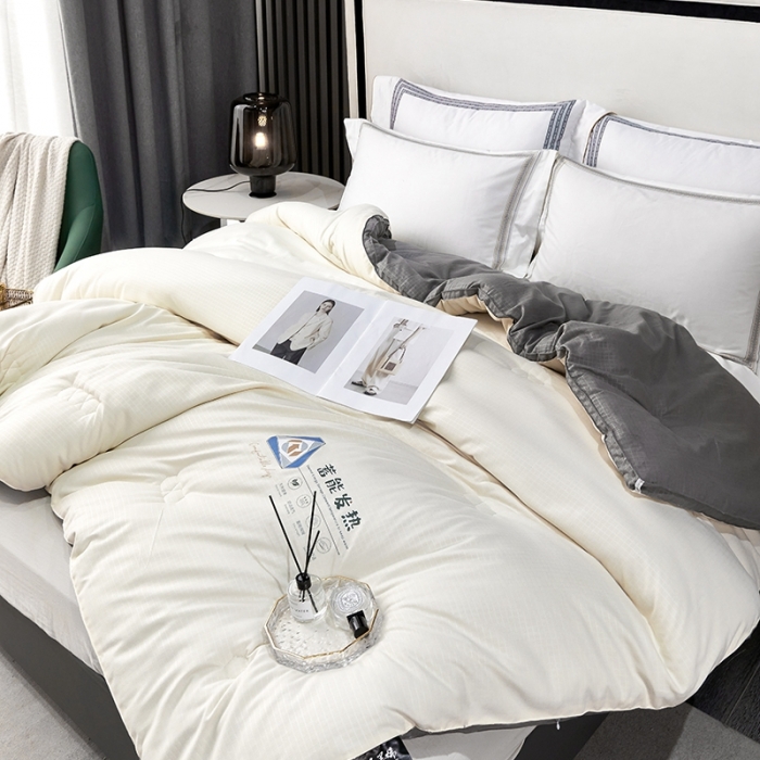 91家纺网 家纺一手货源 找家纺 丽卡家纺 2023新款磨毛提花石墨烯秋冬被 米黄