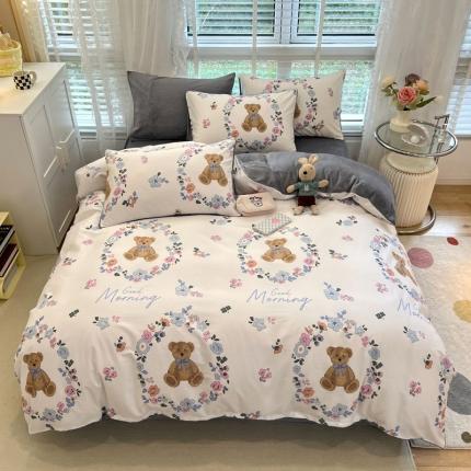 91家纺网 家纺一手货源 找家纺 （总）梦家居 2022新款秋冬新品全棉加牛奶绒四件套