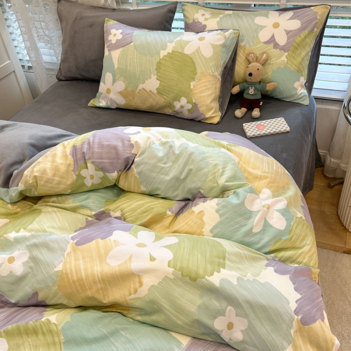 91家纺网 家纺一手货源 找家纺 梦家居 2022新款秋冬新品全棉加牛奶绒四件套悠然花语绒