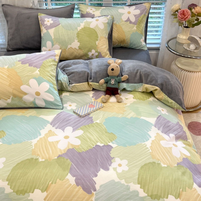 91家纺网 家纺一手货源 找家纺 梦家居 2022新款秋冬新品全棉加牛奶绒四件套悠然花语绒