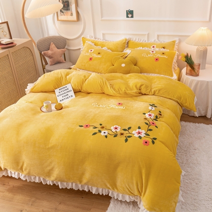 （总）新款牛奶绒毛巾绣水晶雕花宝宝绒魔法绒法莱雪花绒四件套