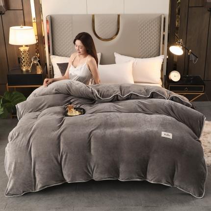 91家纺网 家纺一手货源 找家纺 （总）畅畅家纺 2022新款纯色双拼加厚牛奶绒四件套