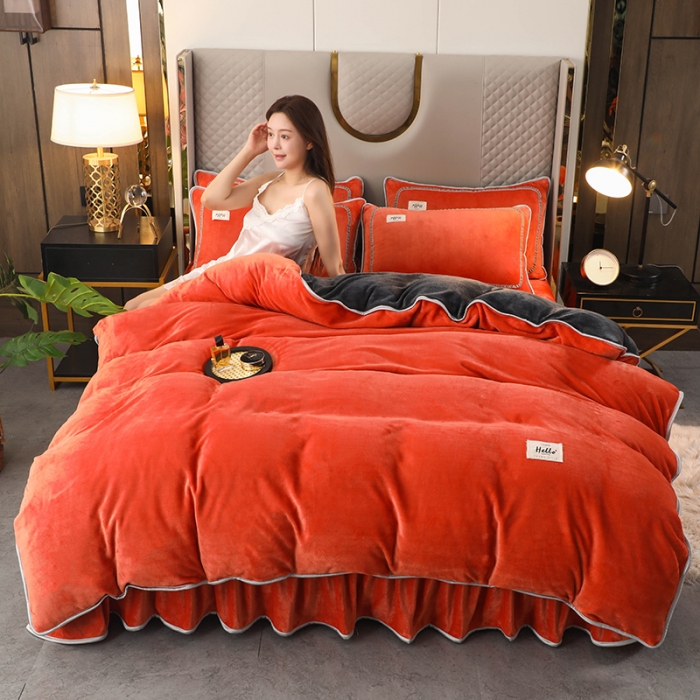 91家纺网 家纺一手货源 找家纺 （总）畅畅家纺 2022新款纯色双拼加厚牛奶绒四件套