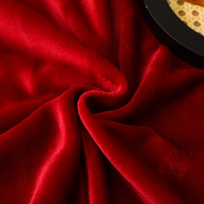 91家纺网 家纺一手货源 找家纺 畅畅家纺 2022新款纯色双拼加厚牛奶绒四件套 酒红纯色