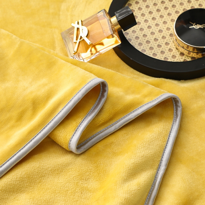 91家纺网 家纺一手货源 找家纺 畅畅家纺 2022新款纯色双拼加厚牛奶绒四件套 亮黄 纯色