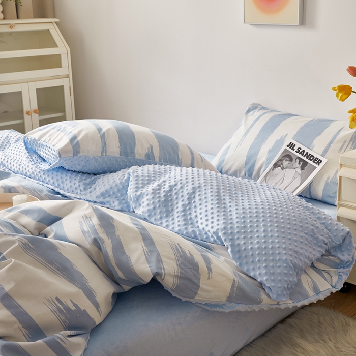 91家纺网 家纺一手货源 找家纺 怡家居 2022新款棉加豆豆绒四件套 拾梦