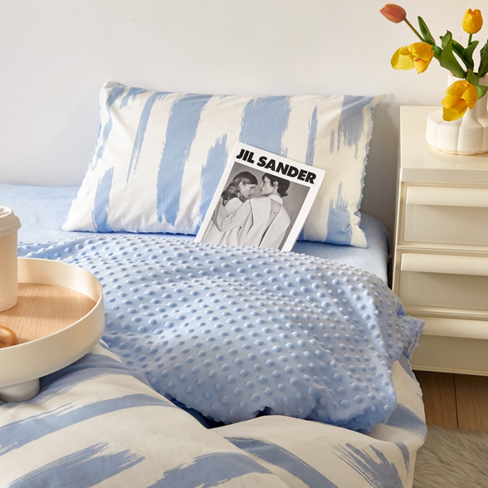 91家纺网 家纺一手货源 找家纺 怡家居 2022新款棉加豆豆绒四件套 拾梦