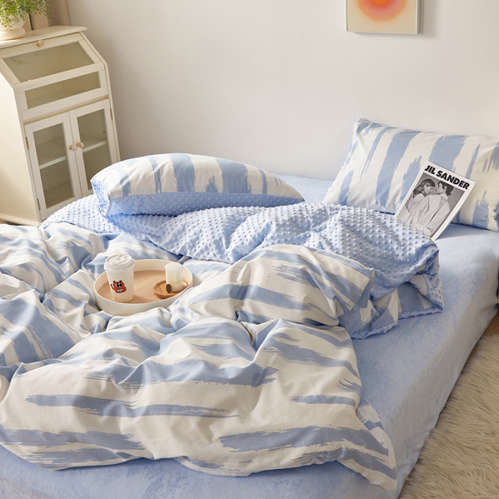 91家纺网 家纺一手货源 找家纺 怡家居 2022新款棉加豆豆绒四件套 拾梦