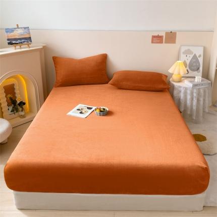 91家纺网 家纺一手货源 找家纺 眠帛 2022新款纯色牛奶绒单床笠 焦糖