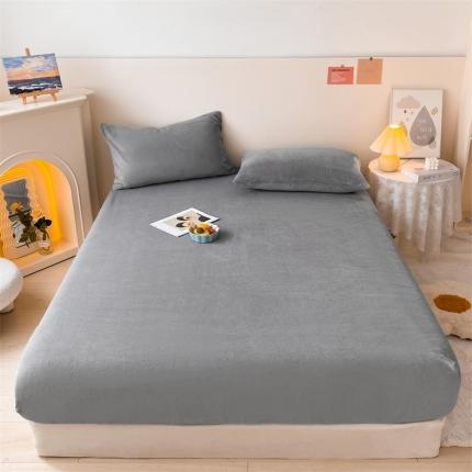 91家纺网 家纺一手货源 找家纺 眠帛 2022新款纯色牛奶绒单床笠 浅灰