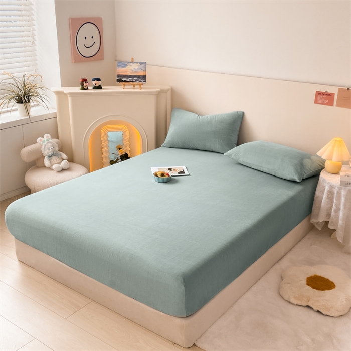 91家纺网 家纺一手货源 找家纺 （总）眠帛 2022新款纯色牛奶绒单床笠