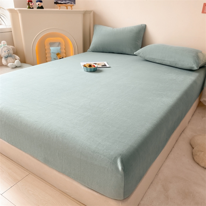 91家纺网 家纺一手货源 找家纺 （总）眠帛 2022新款纯色牛奶绒单床笠