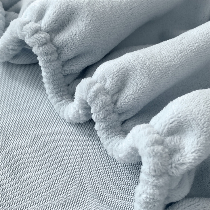 91家纺网 家纺一手货源 找家纺 眠帛 2022新款纯色牛奶绒单床笠 蓝灰