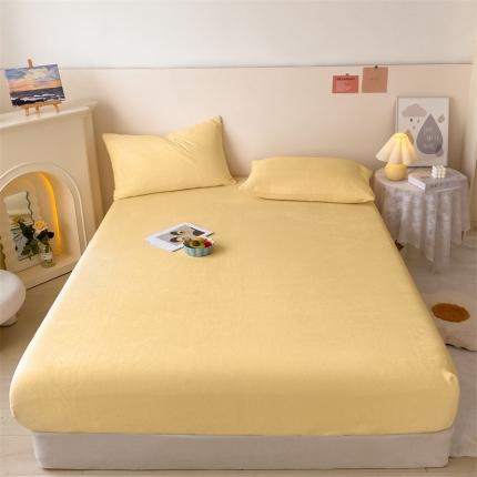 眠帛 2022新款纯色牛奶绒单床笠 奶黄
