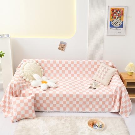 91家纺网 家纺一手货源 找家纺 总启博雪尼尔四季通用沙发罩雪尼尔沙发盖布沙发套沙发垫-金典花边款