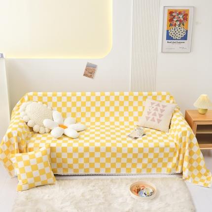 91家纺网 家纺一手货源 找家纺 总启博雪尼尔四季通用沙发罩雪尼尔沙发盖布沙发套沙发垫-金典花边款