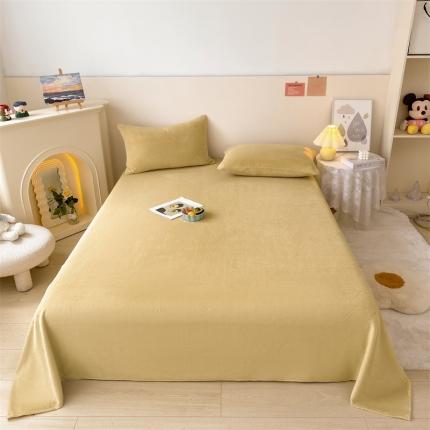 91家纺网 家纺一手货源 找家纺 眠帛 2022新款纯色牛奶绒单床单 米驼