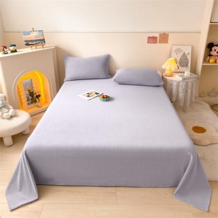 91家纺网 家纺一手货源 找家纺 眠帛 2022新款纯色牛奶绒单床单 浅紫