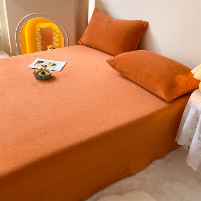91家纺网 家纺一手货源 找家纺 眠帛 2022新款纯色牛奶绒单床单 焦糖