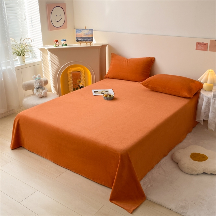 91家纺网 家纺一手货源 找家纺 眠帛 2022新款纯色牛奶绒单床单 焦糖