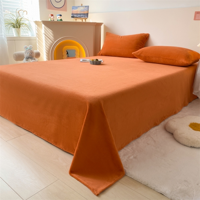 91家纺网 家纺一手货源 找家纺 眠帛 2022新款纯色牛奶绒单床单 焦糖