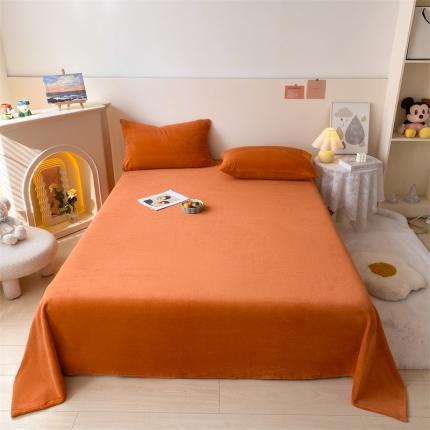 眠帛 2022新款纯色牛奶绒单床单 焦糖