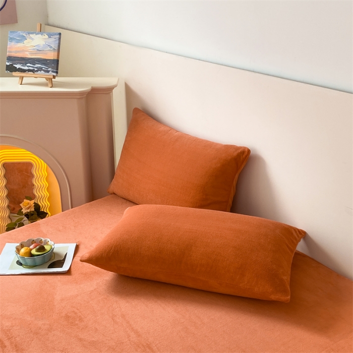 91家纺网 家纺一手货源 找家纺 眠帛 2022新款纯色牛奶绒单床单 焦糖