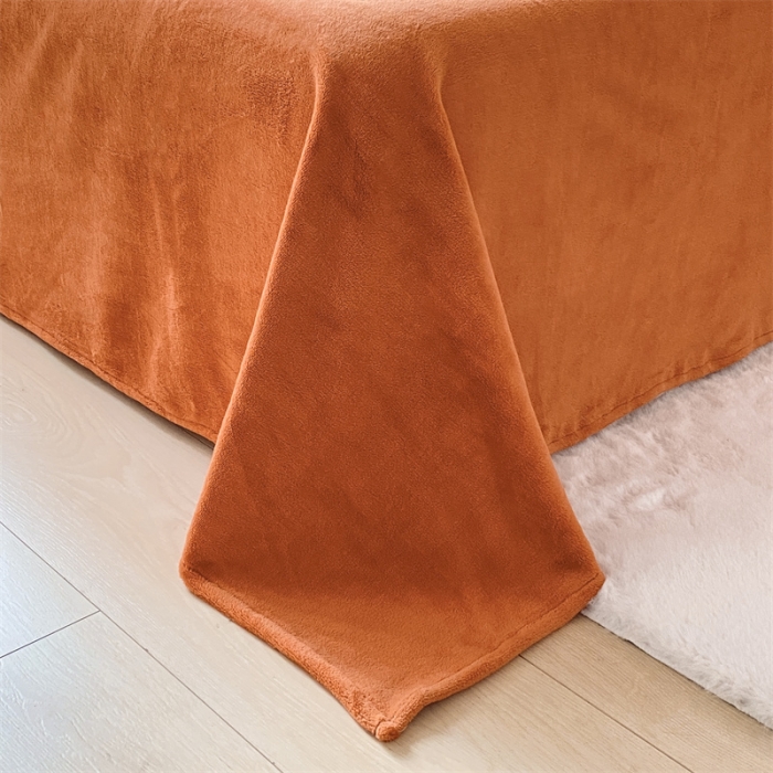 91家纺网 家纺一手货源 找家纺 眠帛 2022新款纯色牛奶绒单床单 焦糖