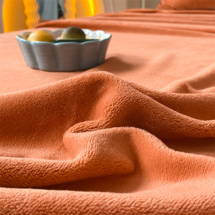 91家纺网 家纺一手货源 找家纺 眠帛 2022新款纯色牛奶绒单床单 焦糖