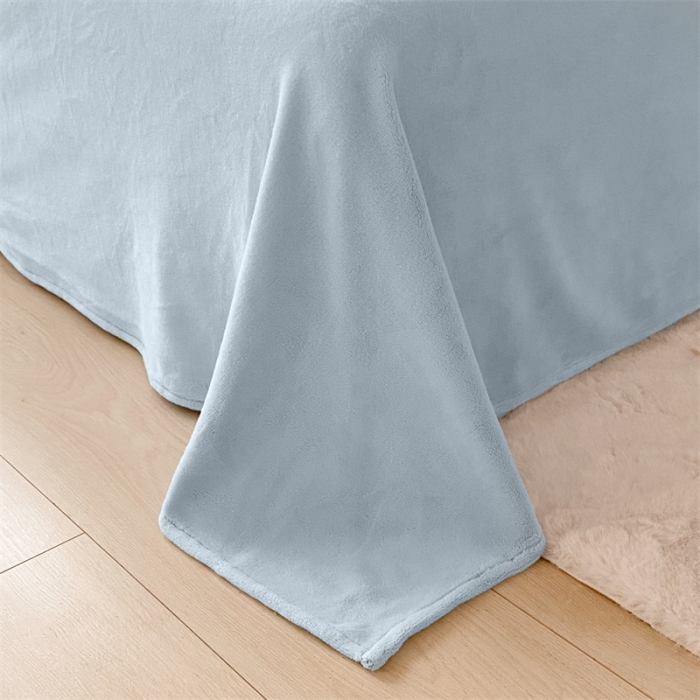 91家纺网 家纺一手货源 找家纺 眠帛 2022新款纯色牛奶绒单床单 蓝灰