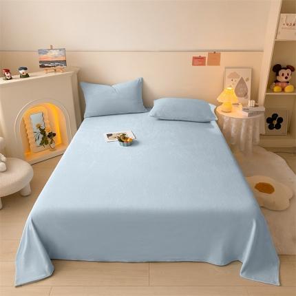 眠帛 2022新款纯色牛奶绒单床单 蓝灰