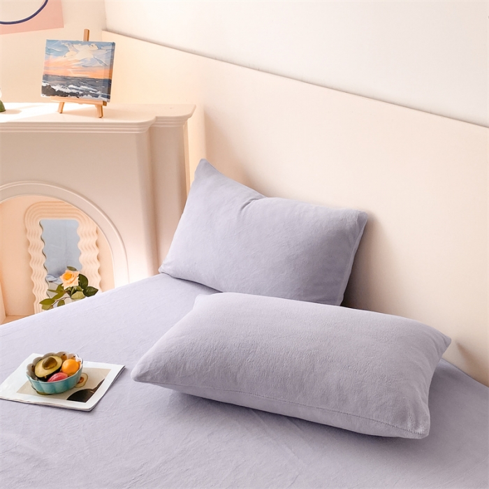 91家纺网 家纺一手货源 找家纺 眠帛 2022新款纯色牛奶绒单床单 浅紫