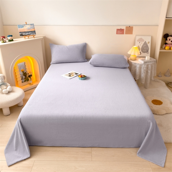 91家纺网 家纺一手货源 找家纺 眠帛 2022新款纯色牛奶绒单床单 浅紫