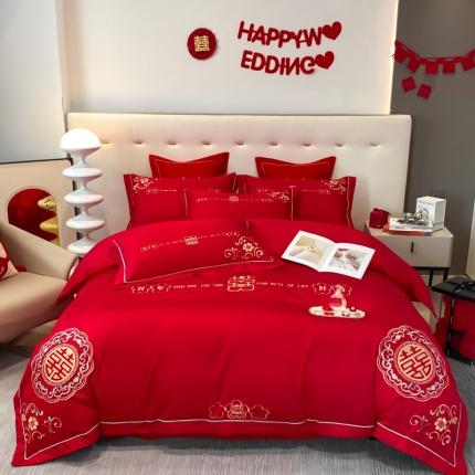 91家纺网 家纺一手货源 找家纺 （总）2024新款婚庆被大红喜被加厚磨毛婚庆四件套