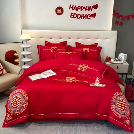 91家纺网 家纺一手货源 找家纺 （总）2024新款婚庆被大红喜被加厚磨毛婚庆四件套