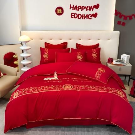 91家纺网 家纺一手货源 找家纺 （总）2024新款婚庆被大红喜被加厚磨毛婚庆四件套