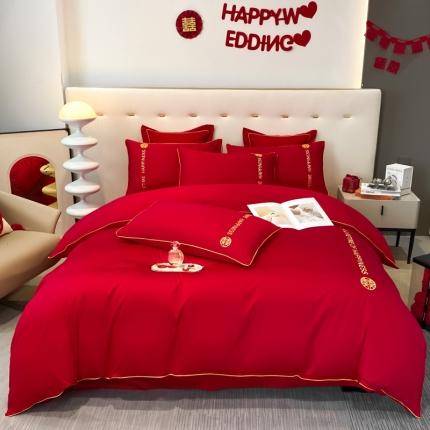 91家纺网 家纺一手货源 找家纺 （总）2024新款婚庆被大红喜被加厚磨毛婚庆四件套