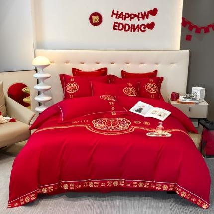 91家纺网 家纺一手货源 找家纺 （总）2024新款婚庆被大红喜被加厚磨毛婚庆四件套