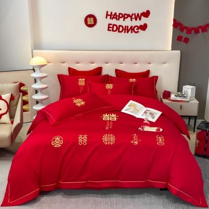 91家纺网 家纺一手货源 找家纺 （总）2024新款婚庆被大红喜被加厚磨毛婚庆四件套