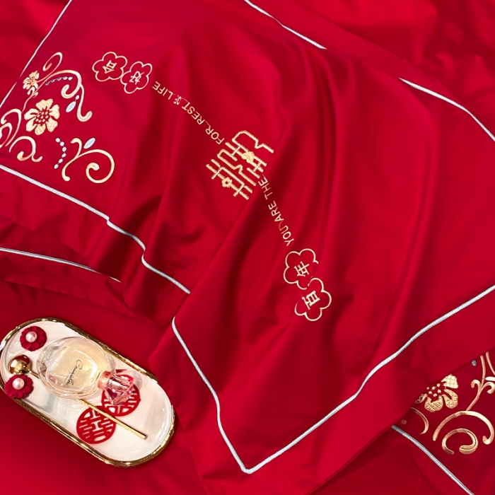 91家纺网 家纺一手货源 找家纺 （总）2024新款婚庆被大红喜被加厚磨毛婚庆四件套