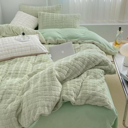 91家纺网 家纺一手货源 找家纺 （总）仟网汇 2022新款獭兔毛立体剪花牛奶绒四件套