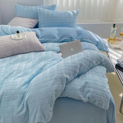 91家纺网 家纺一手货源 找家纺 （总）仟网汇 2022新款獭兔毛立体剪花牛奶绒四件套