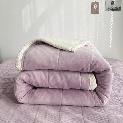 简宜 2022新款三层加厚牛奶绒羊羔绒舒适系列毛毯毯子 舒适 淡紫