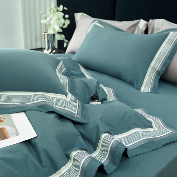 91家纺网 家纺一手货源 找家纺 （总）榻尚 秋冬新款纯棉抗菌轻磨毛刺绣四件套