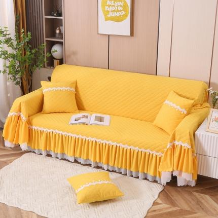 丽朝国际 2022新款亲肤尼夹棉全盖式沙发垫 柠檬黄