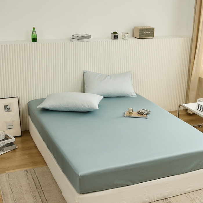 91家纺网 家纺一手货源 找家纺 原研 2022新款100支长绒棉纯色单品-单床笠 梅子青