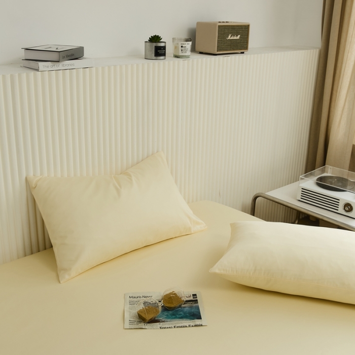 91家纺网 家纺一手货源 找家纺 原研 2022新款100支长绒棉纯色单品-单枕套 嫩鹅黄